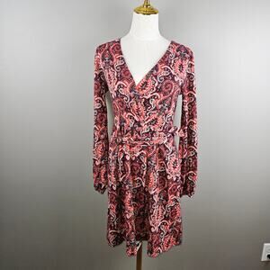 Anthropologie Paisley Belted Long Sleeve Dress by Maeve Boho Size Medium Nwt